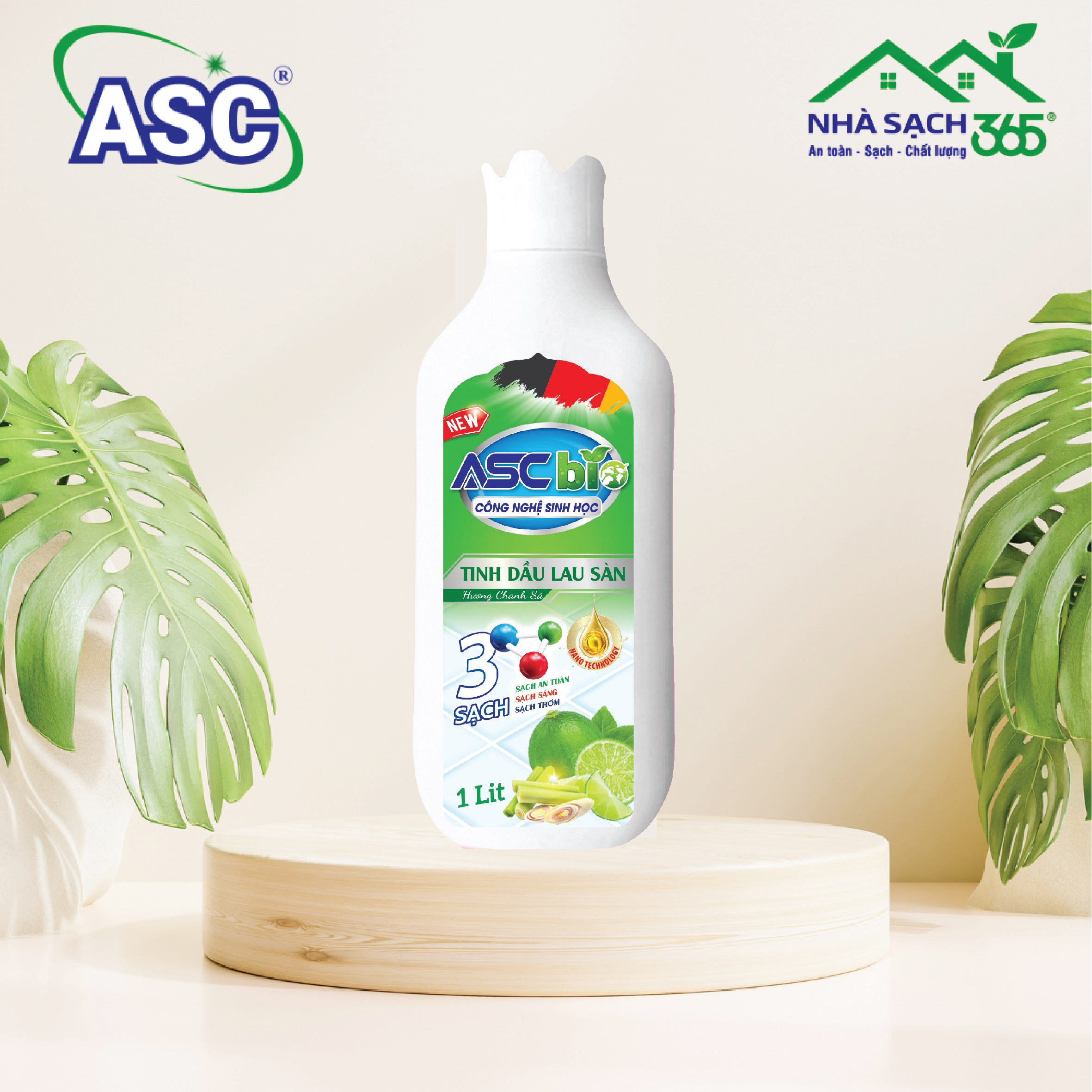 Tinh dầu lau sàn đậm đặc cao cấp ASC Bio hương chanh sả 1l